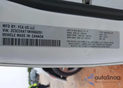 2021 Dodge Charger Police Rwd from USA, damaged, VIN 2C3CDXAT1MH666261